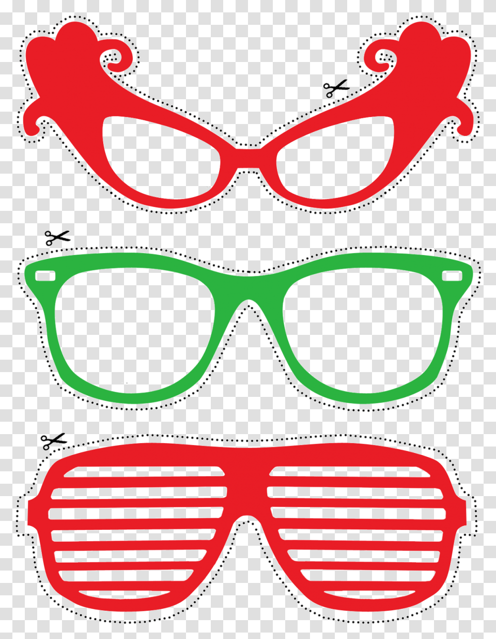 Photo Booth Props Red And Green Glasses Free Printable Shutter Shades, Accessories, Accessory, Goggles, Sunglasses Transparent Png