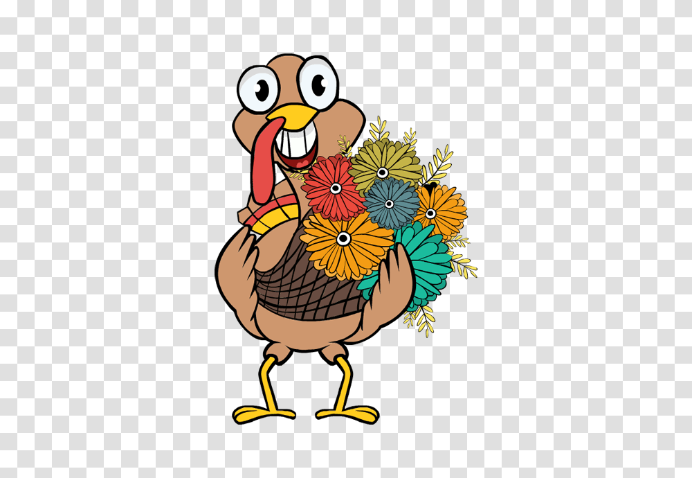 Photo Clip Art Thanksgiving Turkey Flowers Basket Big, Bird, Animal, Dodo, Fowl Transparent Png