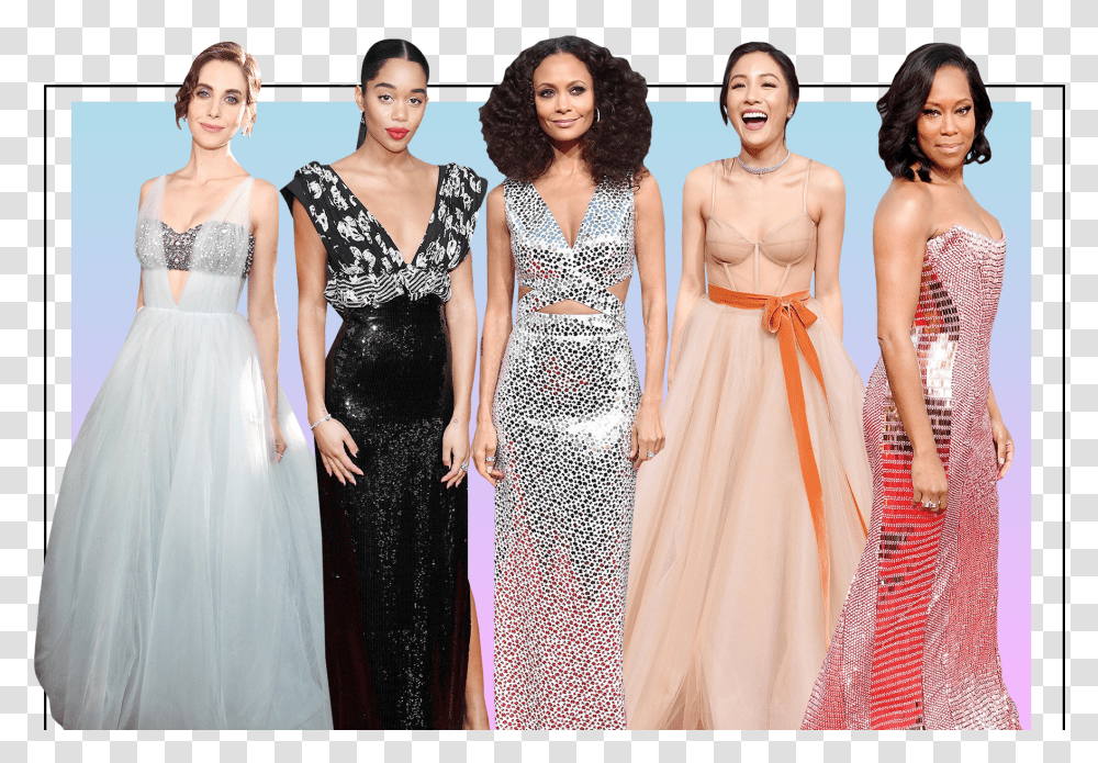 Photo Compilation Of Allison Brie Laura Harrier Thandie Prom Dress 2019 Trends, Apparel, Person, Human Transparent Png