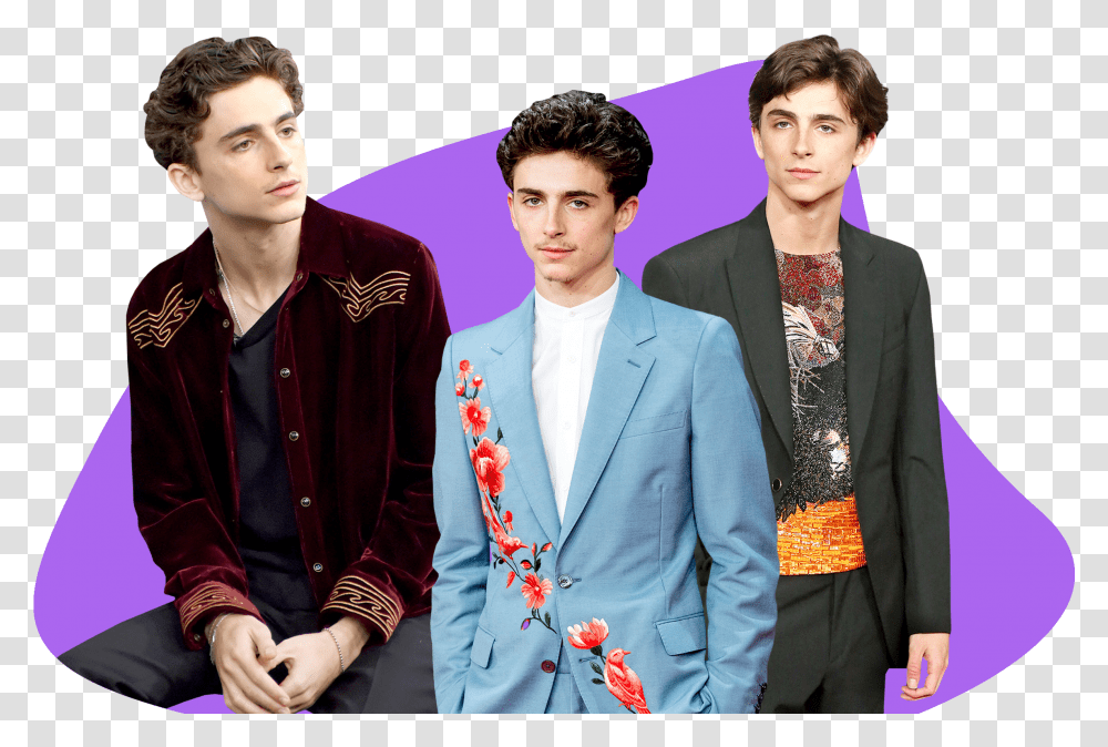 Photo Composite Of Timothee Chalamet In Colorful Blazers Tuxedo Transparent Png
