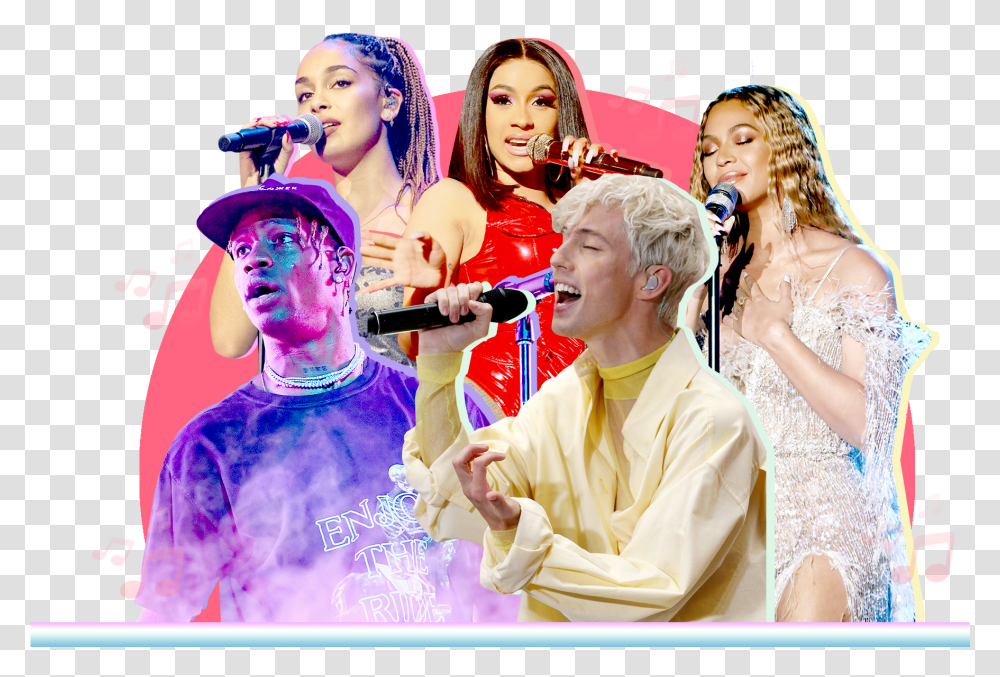 Photo Illustration Of Five Singers Pop Music, Person, Karaoke, Leisure Activities, Poster Transparent Png