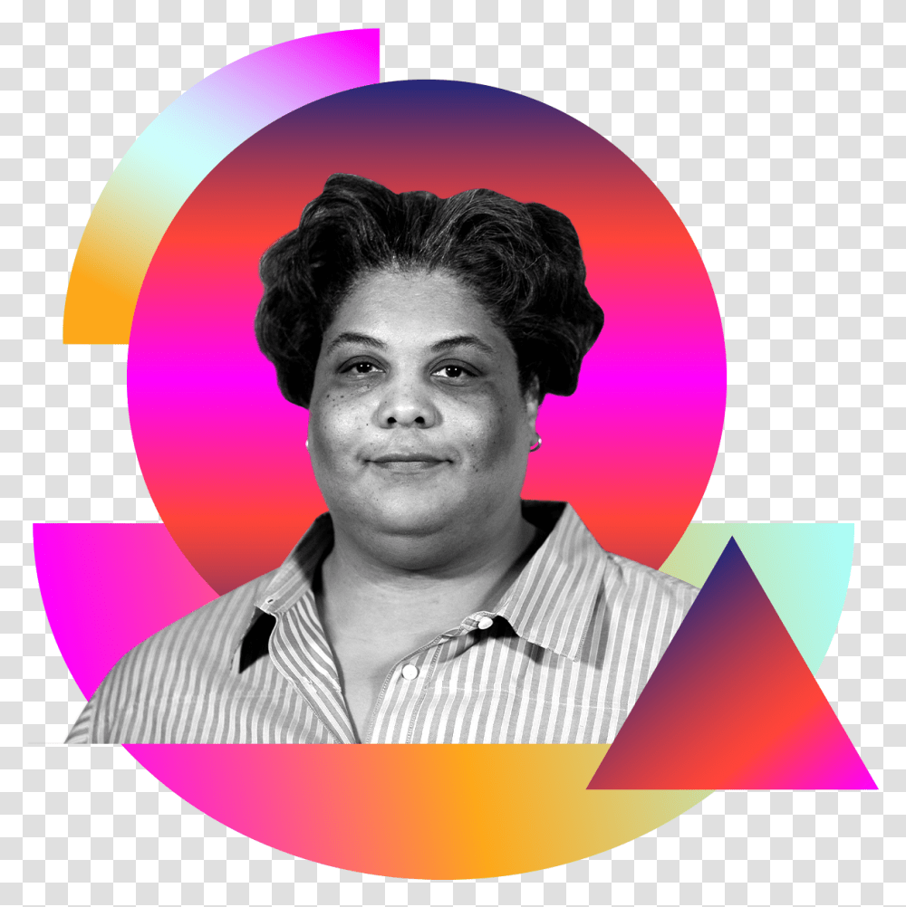 Photo Illustration Of Roxane Gay In Black And White, Face, Person, Head, Hair Transparent Png