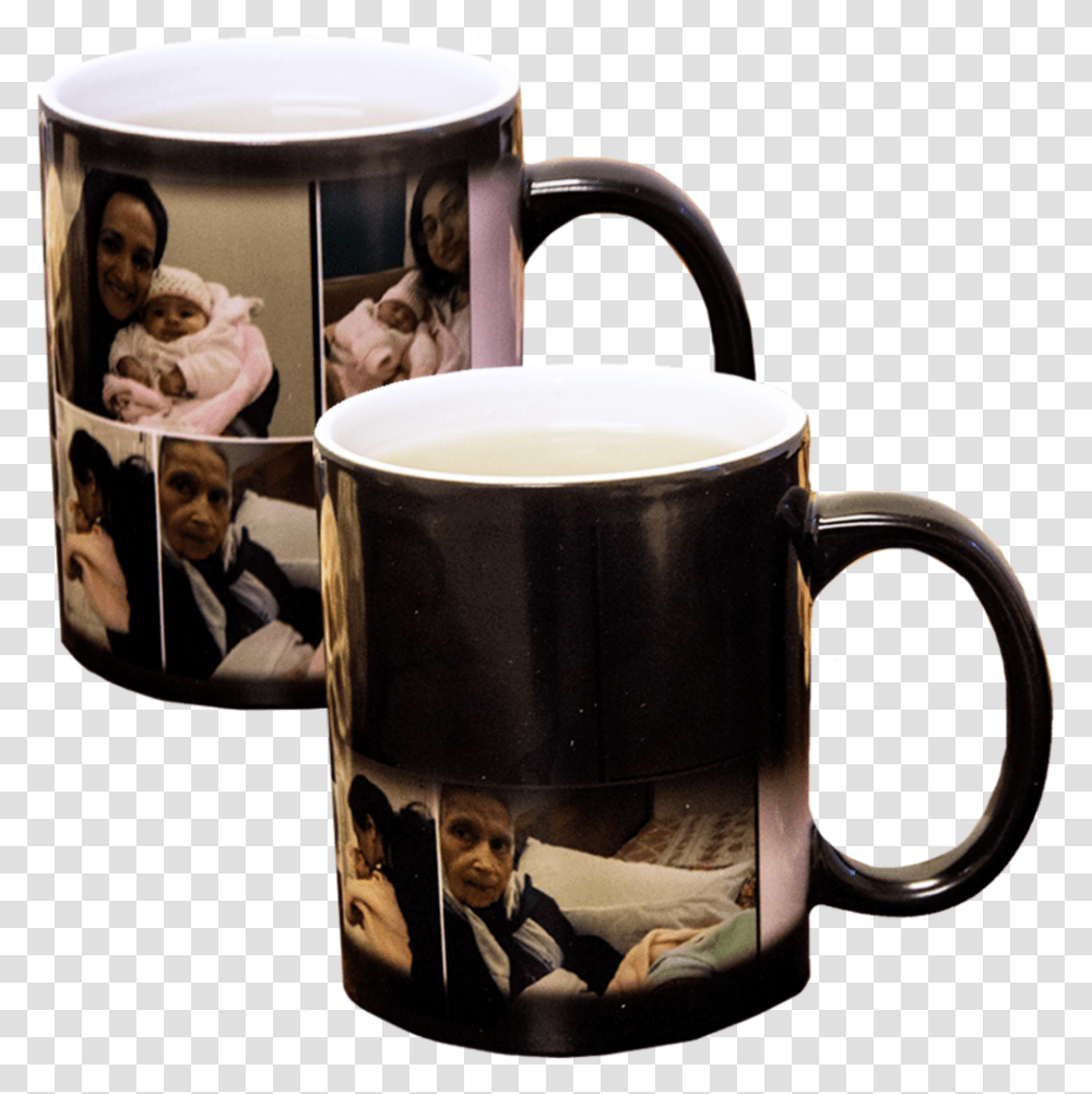 Photo Magic Mug Magic Coffee Mug, Coffee Cup, Person, Human, Latte Transparent Png