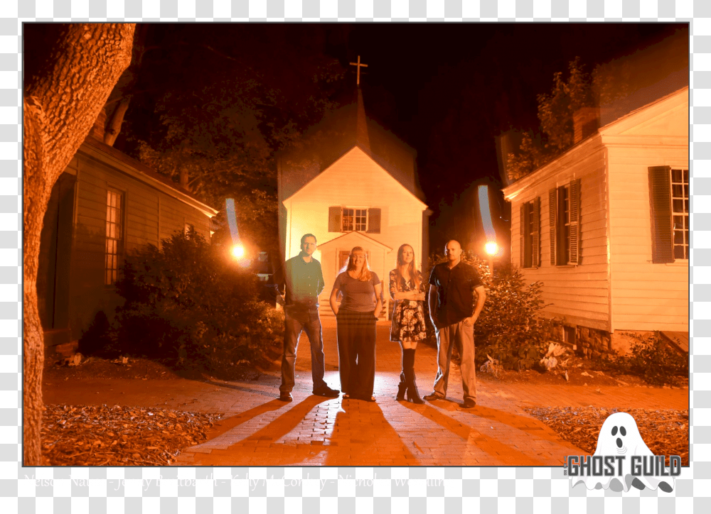 Photo Of Four People In The Dark In Front Of A Creepy, Person, Flare, Light, Path Transparent Png