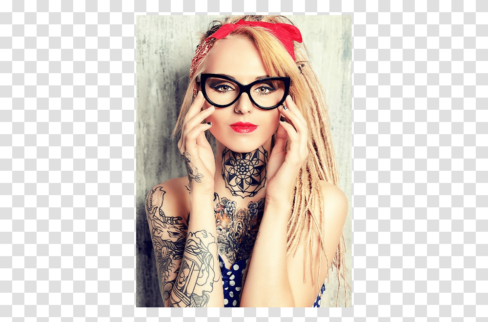 Photo Taken At Nuevo Centro Tattoo Ampamp Hd Woman Tattoo, Skin, Glasses, Accessories, Accessory Transparent Png