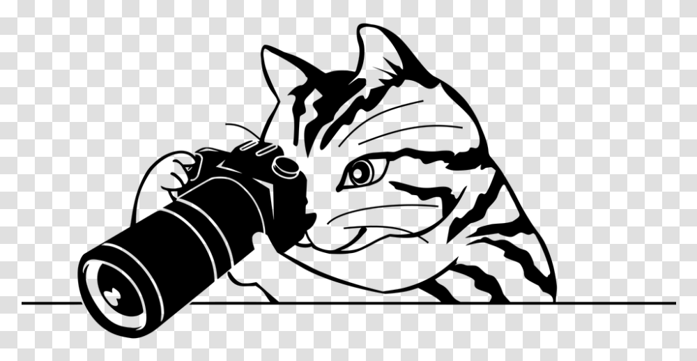 Photographer Telephoto Lens Cat Coverage Camera Photography Clipart Black And White, Gray, World Of Warcraft Transparent Png