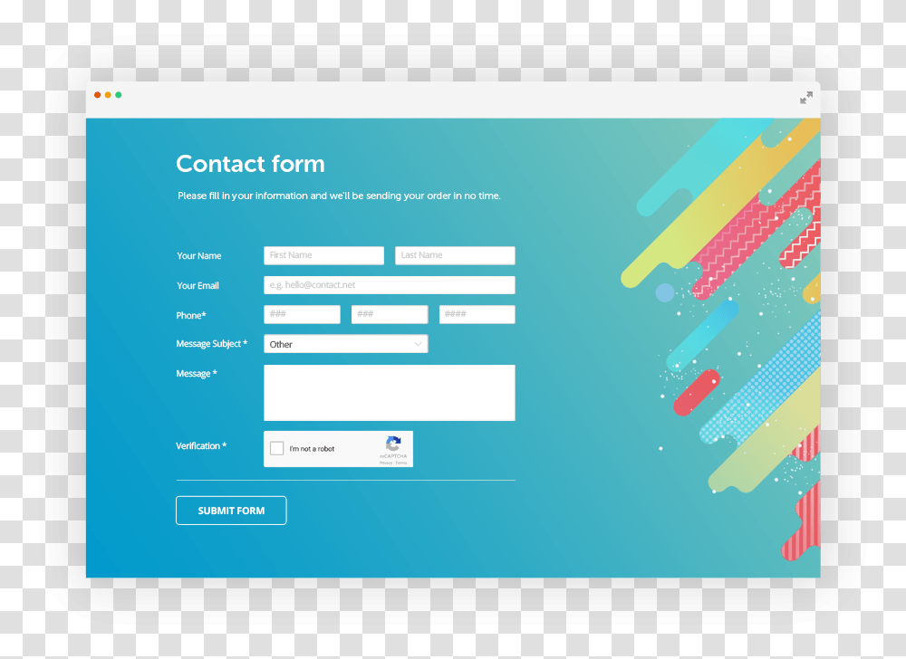 Php Contact Form Example With Custom Design And Recaptcha Website Form, File, Electronics, Computer Transparent Png