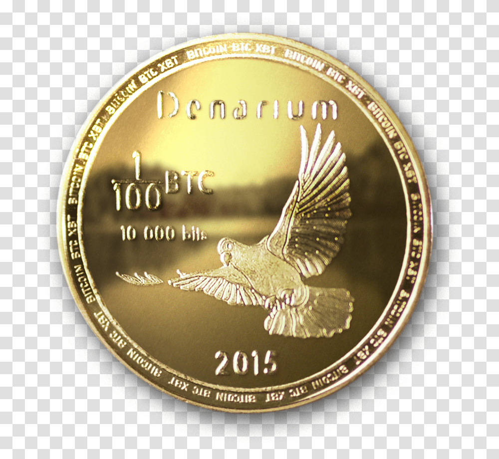 Physical Denarium Bitcoin, Bird, Animal, Gold, Money Transparent Png