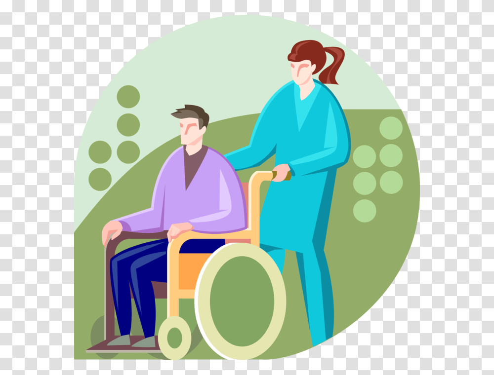 Physically Disabled Man In Image Illustration Of Care Of The Disabled Clipart, Person, Chair, Female, Washing Transparent Png