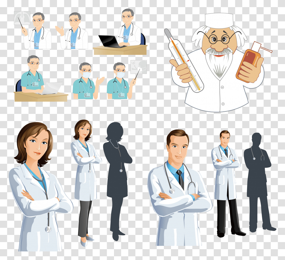 Physician Clip Art Male And Female Doctors, Lab Coat, Apparel, Person Transparent Png