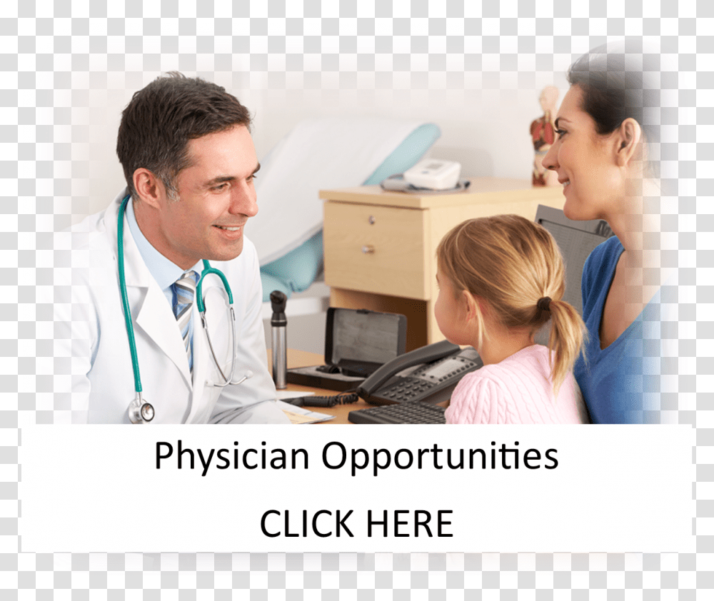 Physician Opportunities Click Here Doctor Talking To Mother, Person, Human, Lab Coat Transparent Png