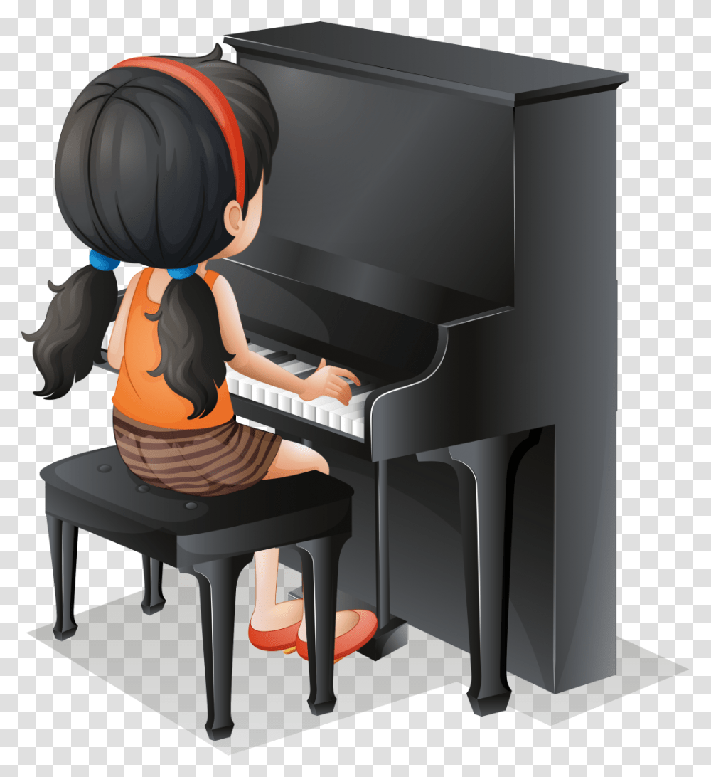 Piano Clipart Cartoon Girl Playing Piano, Performer, Person, Human, Musician Transparent Png