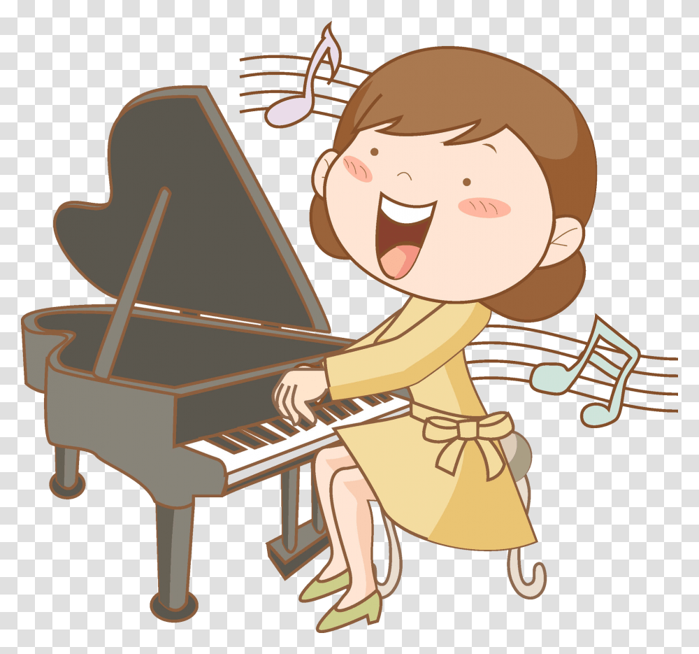 Piano Clipart Pianist Play The Piano Cartoon, Grand Piano, Leisure Activities, Musical Instrument, Performer Transparent Png