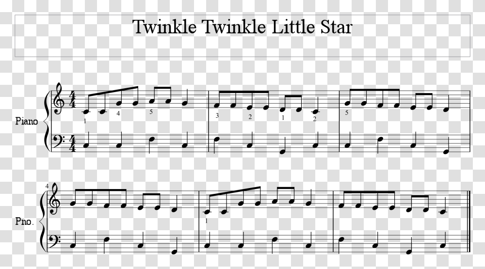 Piano Sheet Music For Beginners Twinkle Twinkle Little Little Star Notes Piano, Gray Transparent Png