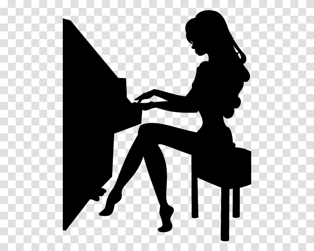 Piano Silhouette Clipart Girl Playing Piano Silhouette, Gray, World Of Warcraft Transparent Png