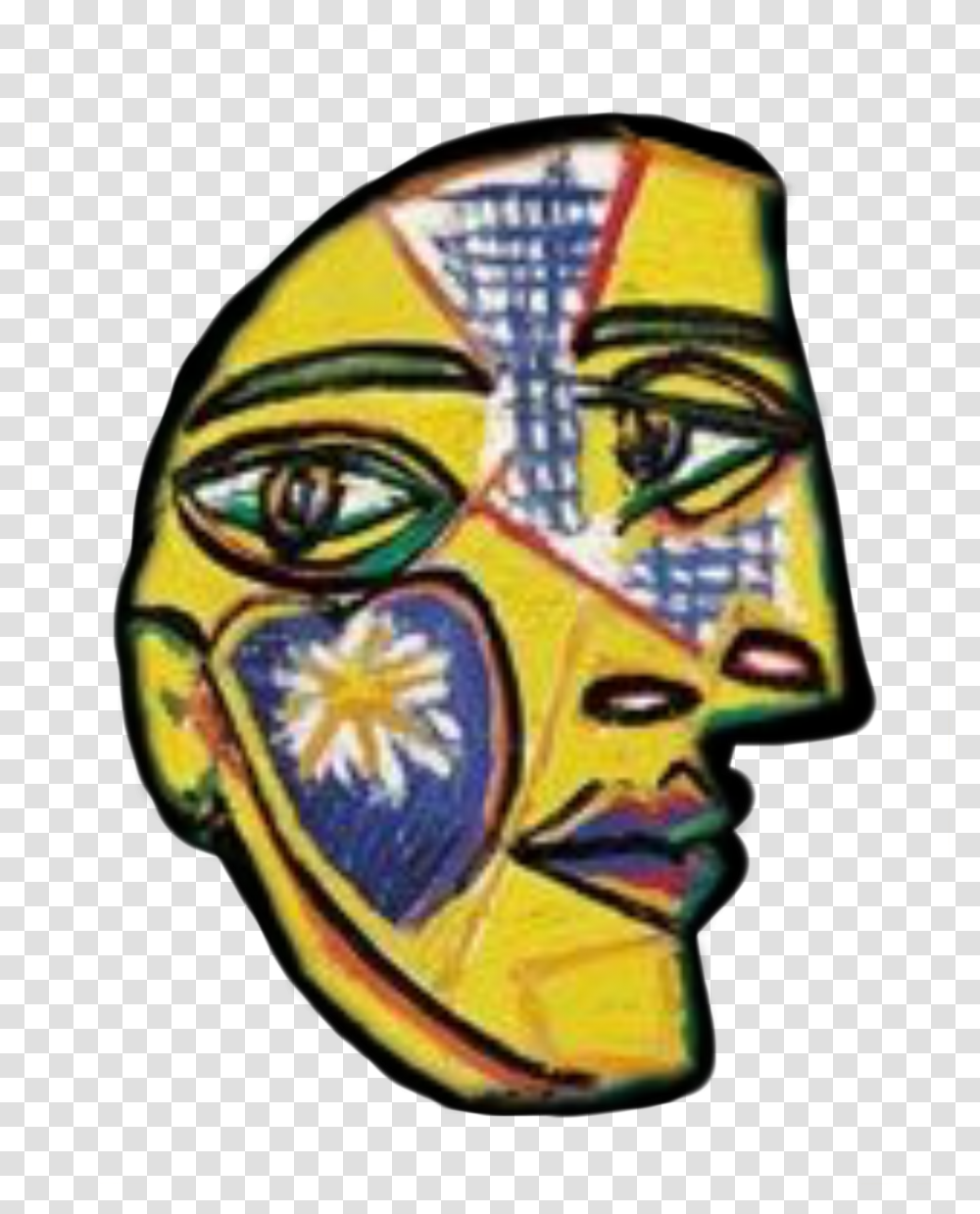 Picassosticer Picasso Painting Mask Freetoedit Dona Amb Barret I Coll De Pe, Modern Art, Helmet, Apparel Transparent Png