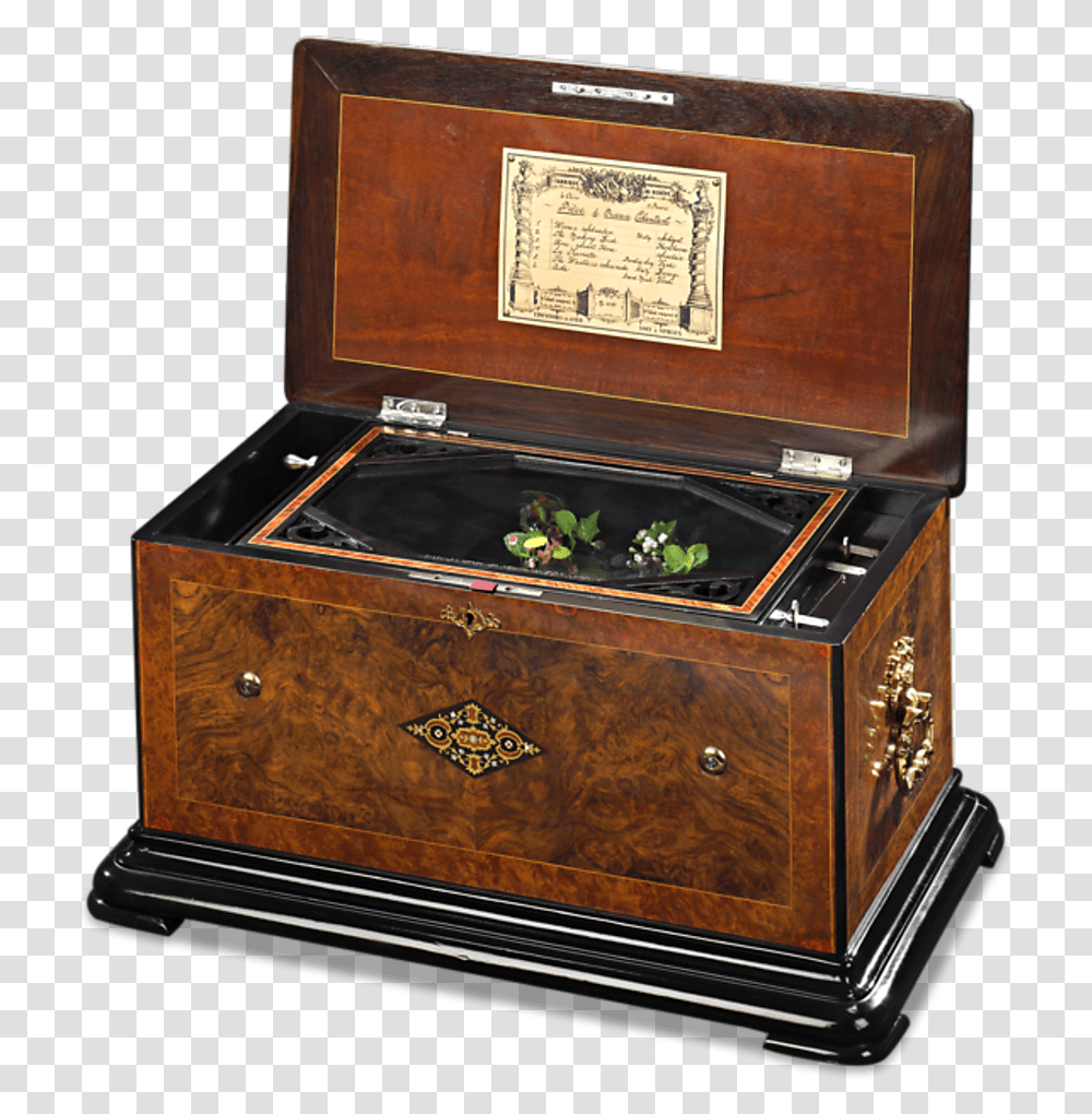 Pice Oiseau Chantant Music Box Antique Music Box, Furniture, Cabinet, Arcade Game Machine, Cooktop Transparent Png
