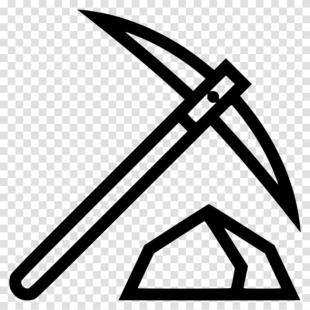Pickaxe Mining Clipart Black And White, Stencil, Sword, Blade, Weapon Transparent Png