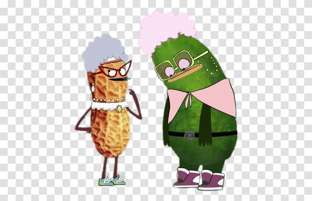 Pickle And Peanut Dressed As Old Ladies Cartoon, Plush, Toy, Food, Animal Transparent Png