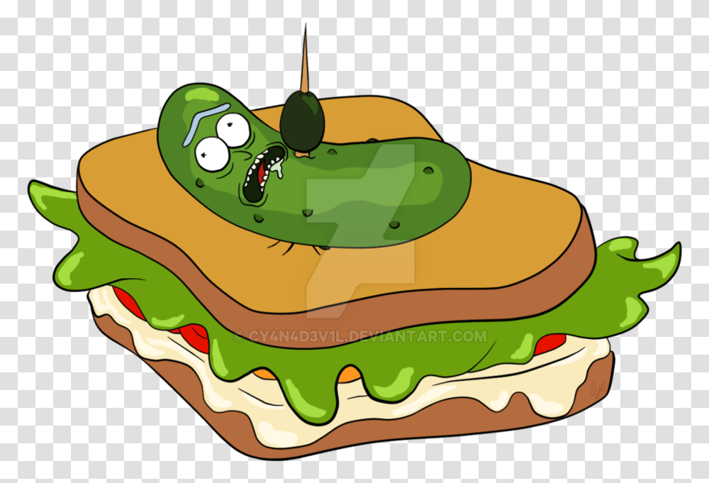 Pickle Rick Face Fast Food, Sandwich, Burger Transparent Png