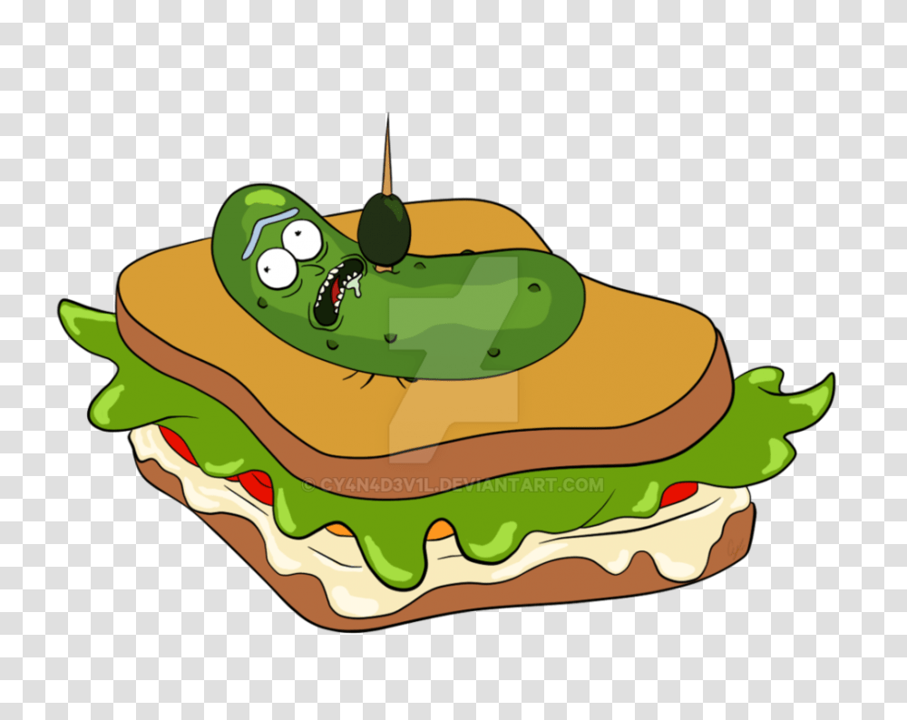 Pickle Rick Sandwich, Burger, Food, Bread, Lunch Transparent Png