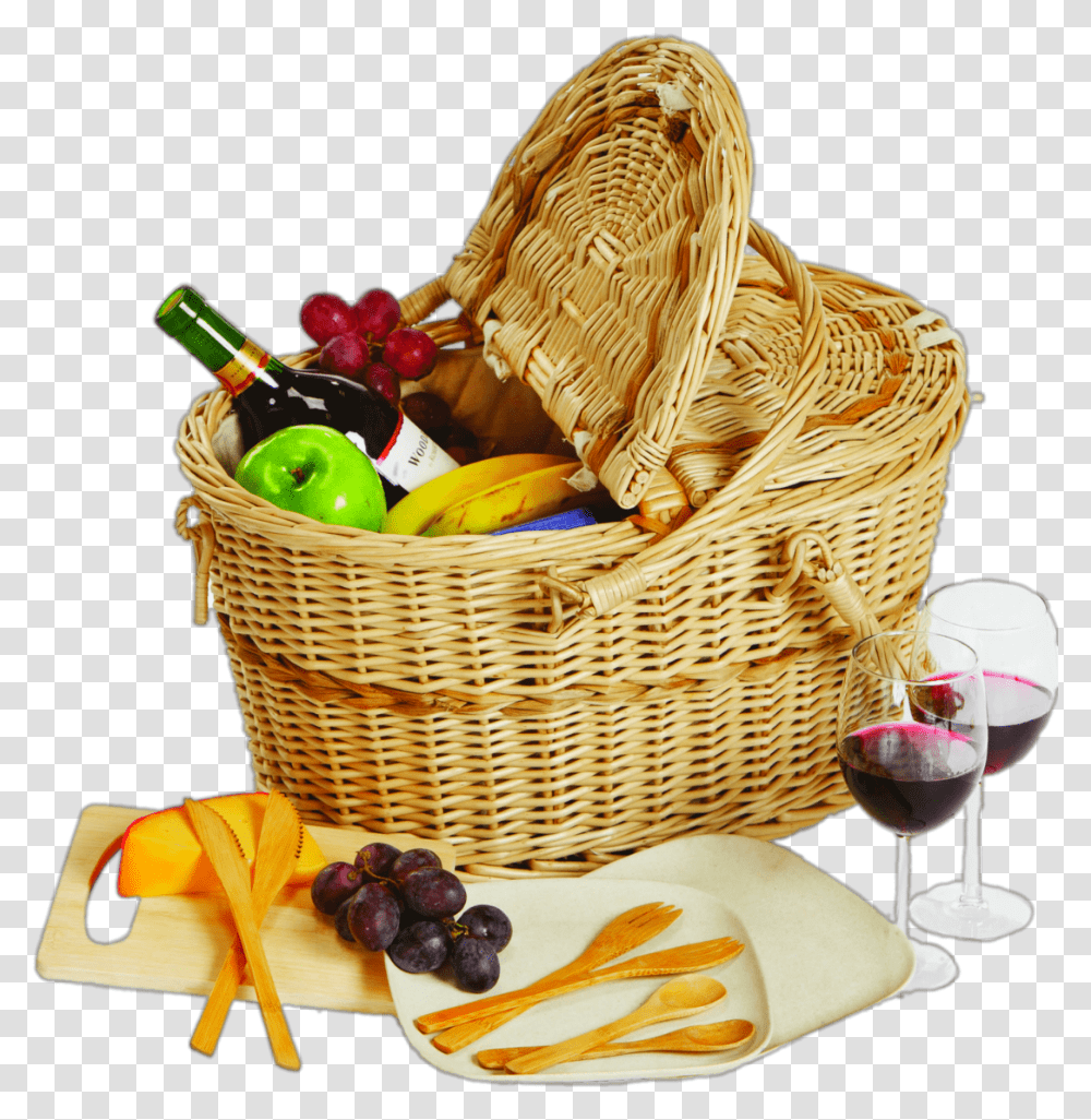 Picnic Basket Food Dessert Multicolored Blanket Gifts For Him On Valentine's Day In India, Plant, Fruit, Banana, Glass Transparent Png
