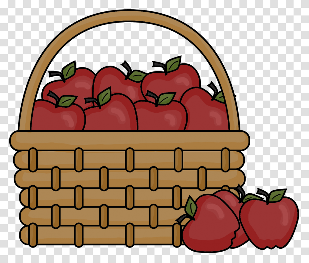 Picnic Clipart Apple, Basket, Plant, Fruit, Food Transparent Png