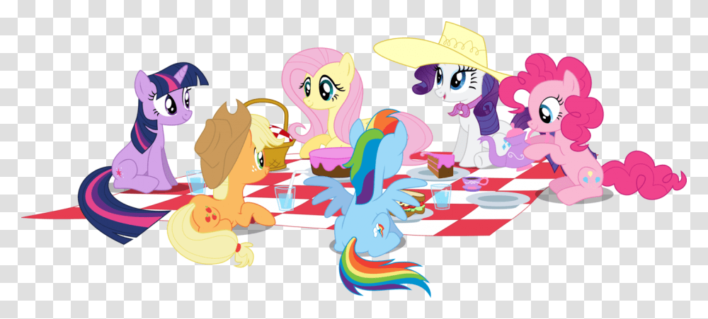 Picnic Clipart Scene Mlp Picnic, Drawing, Crowd Transparent Png
