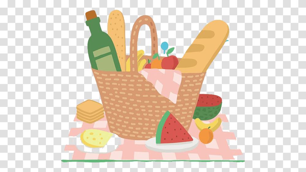 Picnic Picture Cartoon Picnic Basket, Shopping Basket, Food, Meal, Leisure Activities Transparent Png
