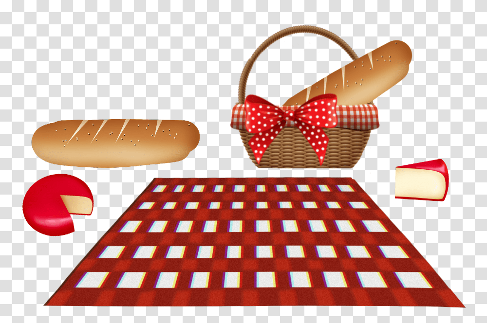 Picnic Scpicnic Basket Frenchbread Cheese Tablecloth, Rug, Food, Tie, Accessories Transparent Png