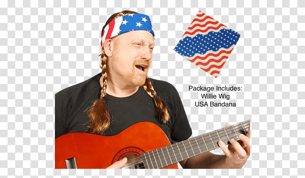 Picture 1 Of Willie Nelson Bandana, Guitar, Leisure Activities, Musical Instrument, Person Transparent Png