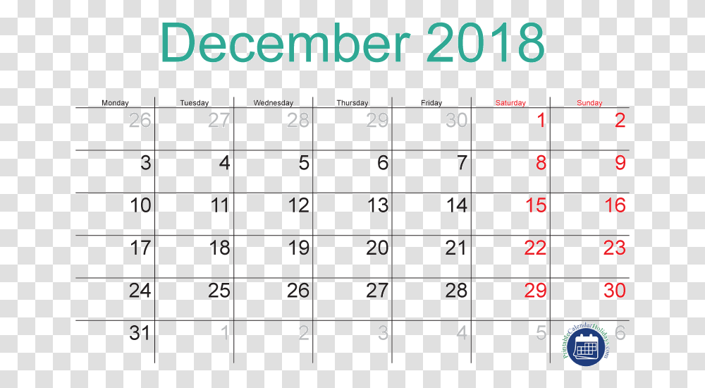 Picture About December Calendar Printable With Holidays Many Days In December, Plot Transparent Png