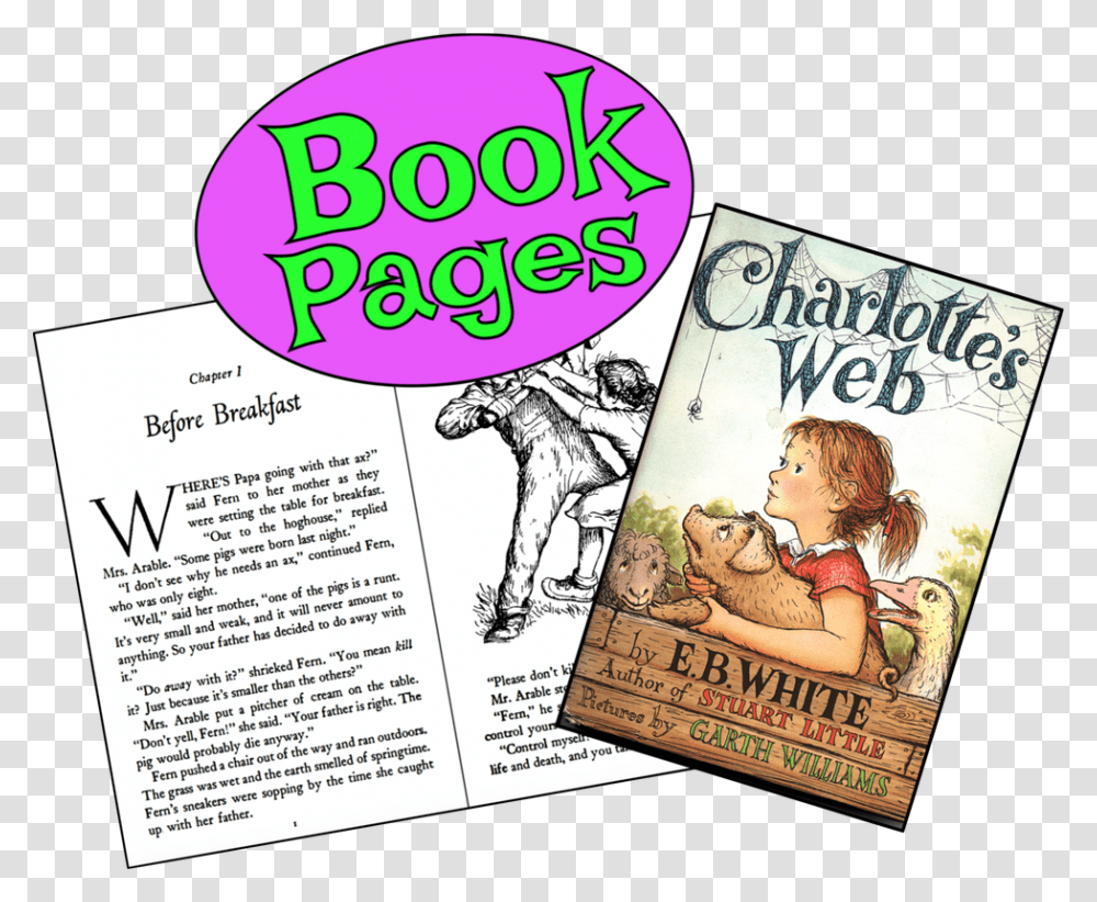 Picture Charlotte's Web Book Cover, Advertisement, Poster, Person, Human Transparent Png