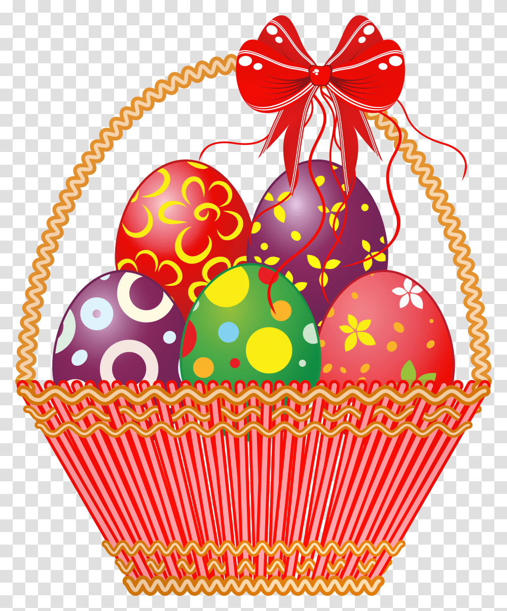 Picture Easter Eggs Basket With Bunny Red Clipart Easter Basket Clip Arts, Food Transparent Png
