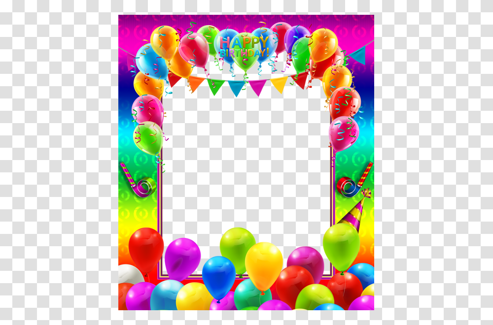 Picture Frame, Balloon, Birthday Cake, Dessert, Food Transparent Png