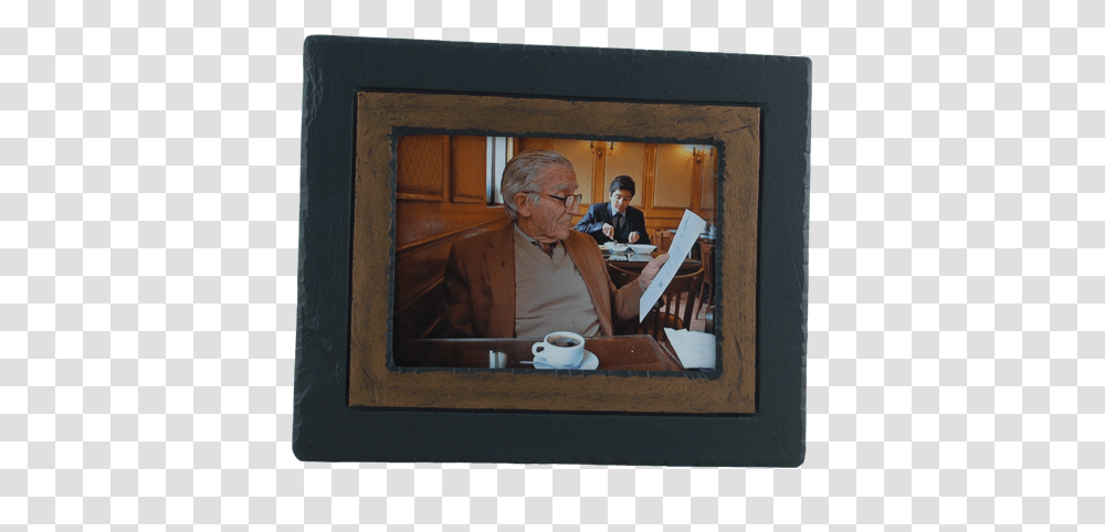 Picture Frame Brown Border Picture Frame, Person, Coffee Cup, Screen, Electronics Transparent Png