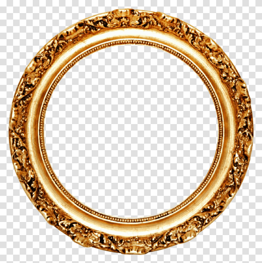 Picture Frame Mirror Circle Gold Leaf Round Golden Frame, Oval, Bracelet, Jewelry, Accessories Transparent Png