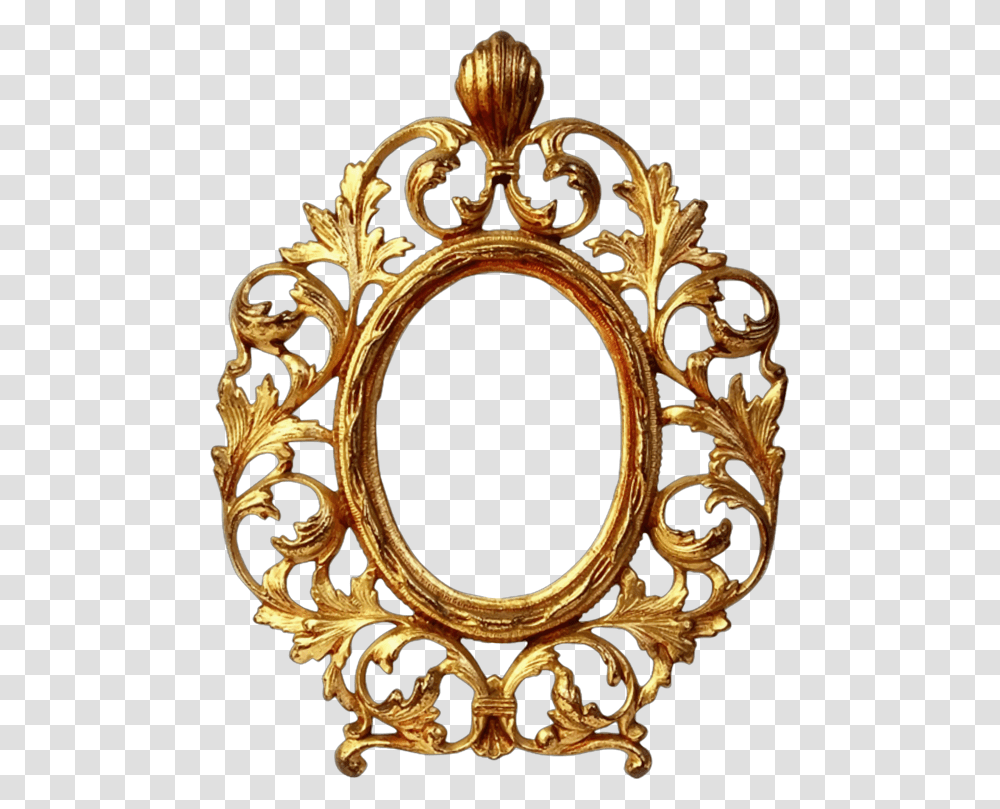Picture Frameovalbrass Round Photo Frame, Gold, Pattern Transparent Png