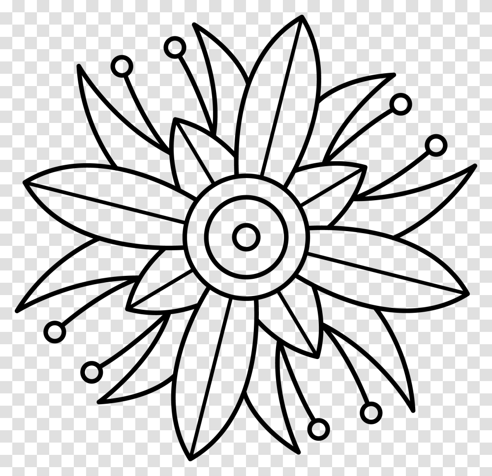 Picture Library Blackberry Drawing Flower Clip Art Images Of Sunflower In Black, Floral Design, Pattern, Plant Transparent Png