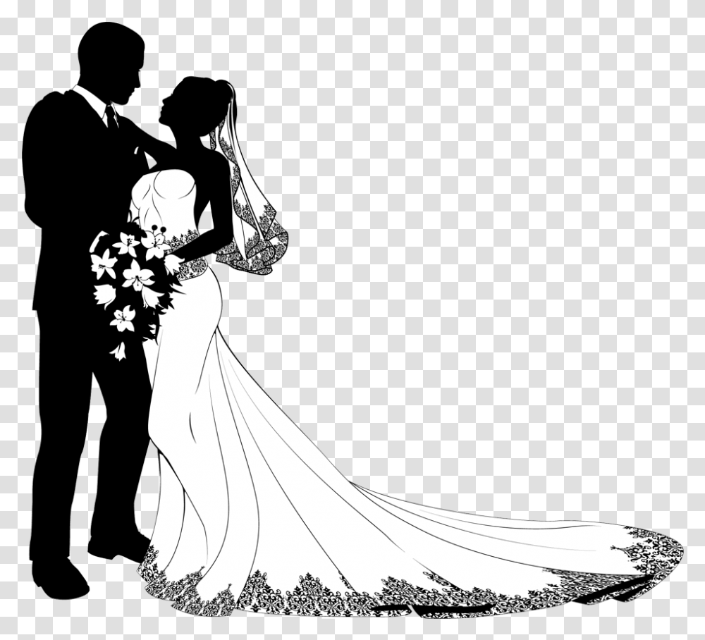 Picture Library Wedding Clipart Bride And Groom Bride And Groom, Person, Dance Pose, Leisure Activities Transparent Png