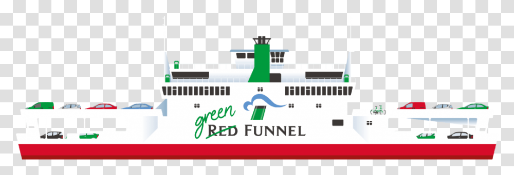 Picture Of A Red Funnel Ferry With Green Red Goes Green Funnel, Boat, Vehicle, Transportation Transparent Png