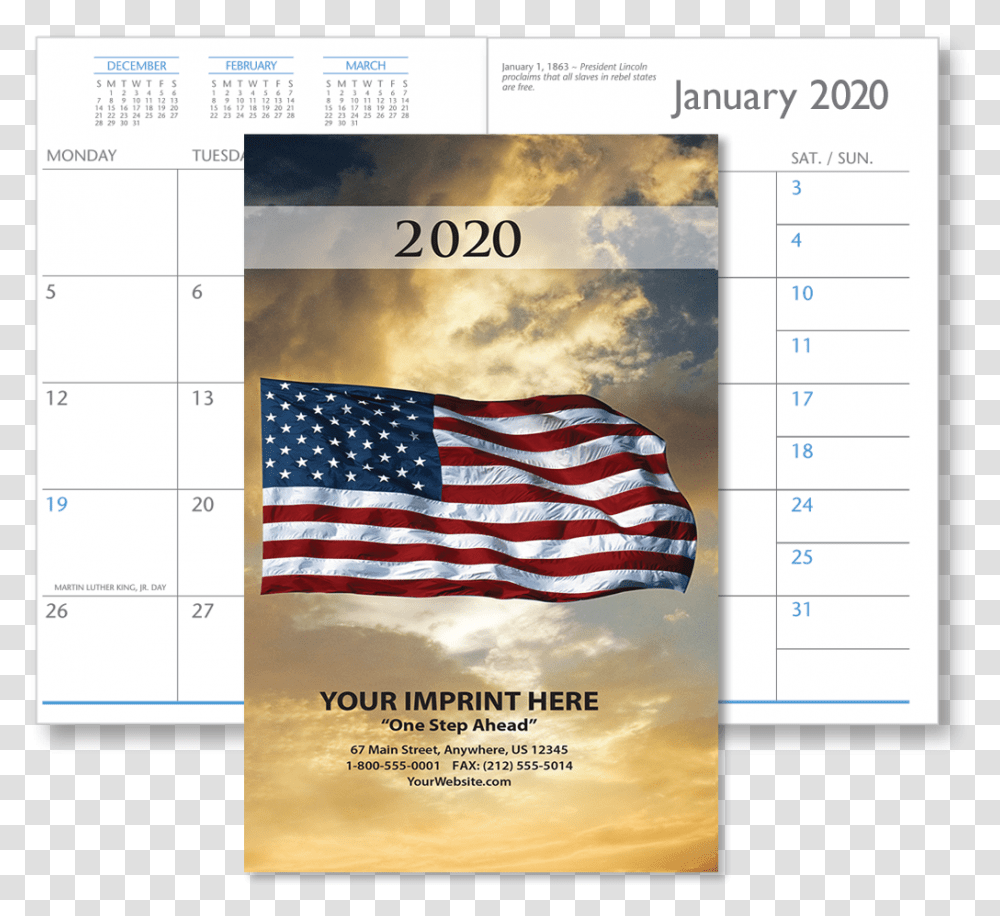 Picture Of American Flag Monthly Pocket Planner Flag Of The United States, Page, Calendar Transparent Png