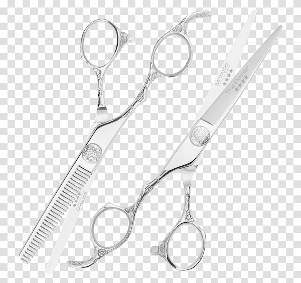 Picture Of Matakki Flower Lefty Professional Hair Cutting Scissors, Blade, Weapon, Weaponry, Shears Transparent Png