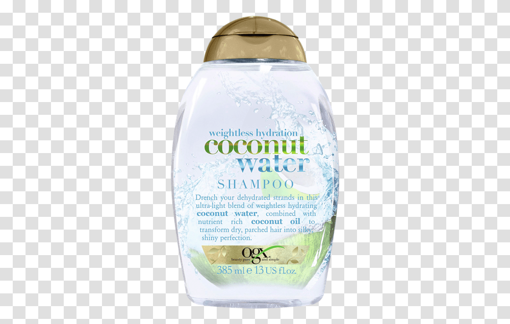 Picture Of Ogx Coconut Water Shampoo 385ml Bottle, Helmet, Beverage, Plant Transparent Png