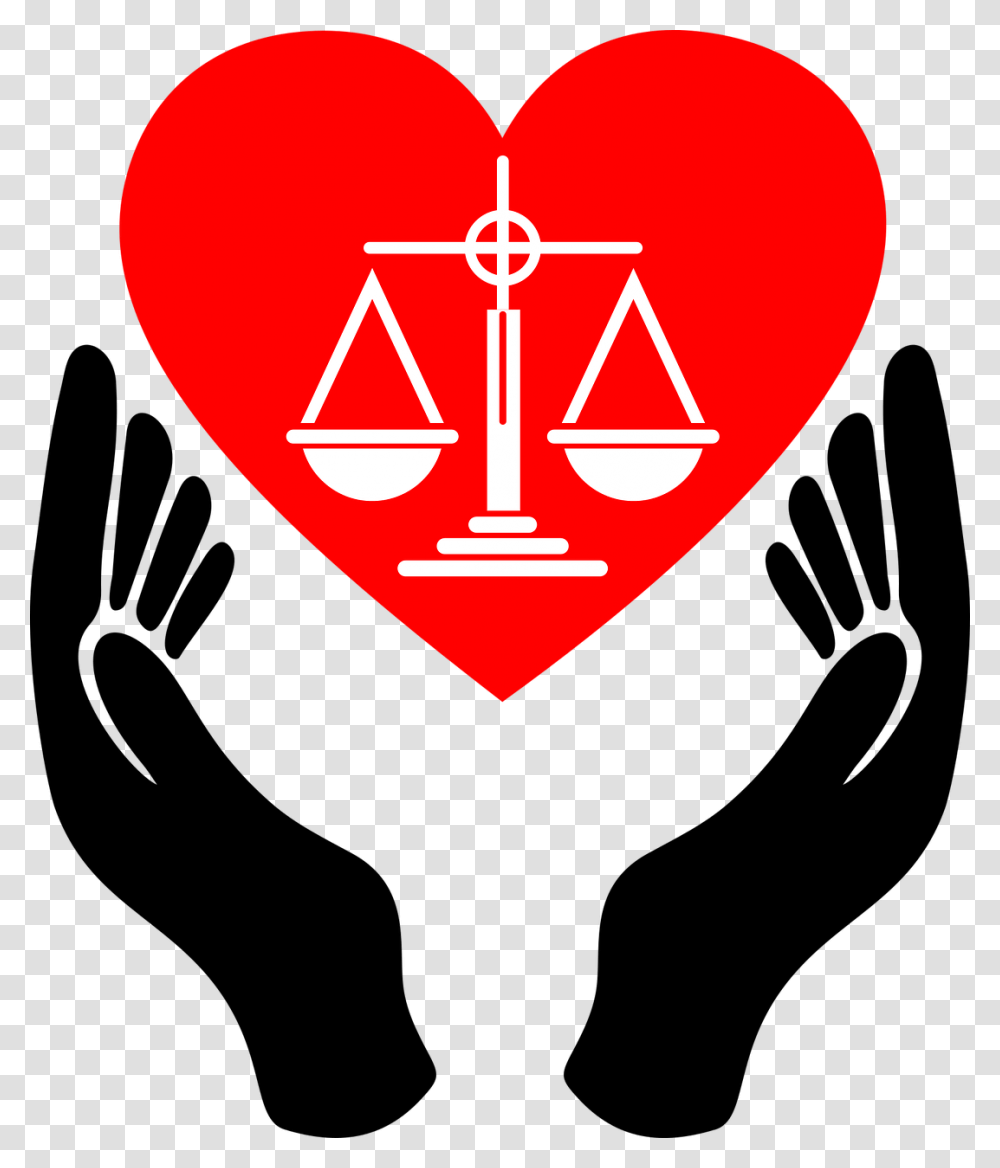 Picture Of Scales Of Justice In A Heart Held By Two Bill Of Rights Symbol, Anchor, Hook, Logo, Trademark Transparent Png