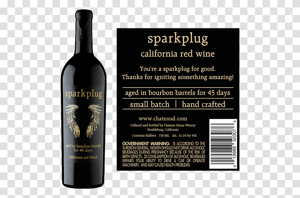 Picture Of Sparkplug California Red Blend Aged In Bourbon Glass Bottle, Alcohol, Beverage, Drink, Wine Transparent Png
