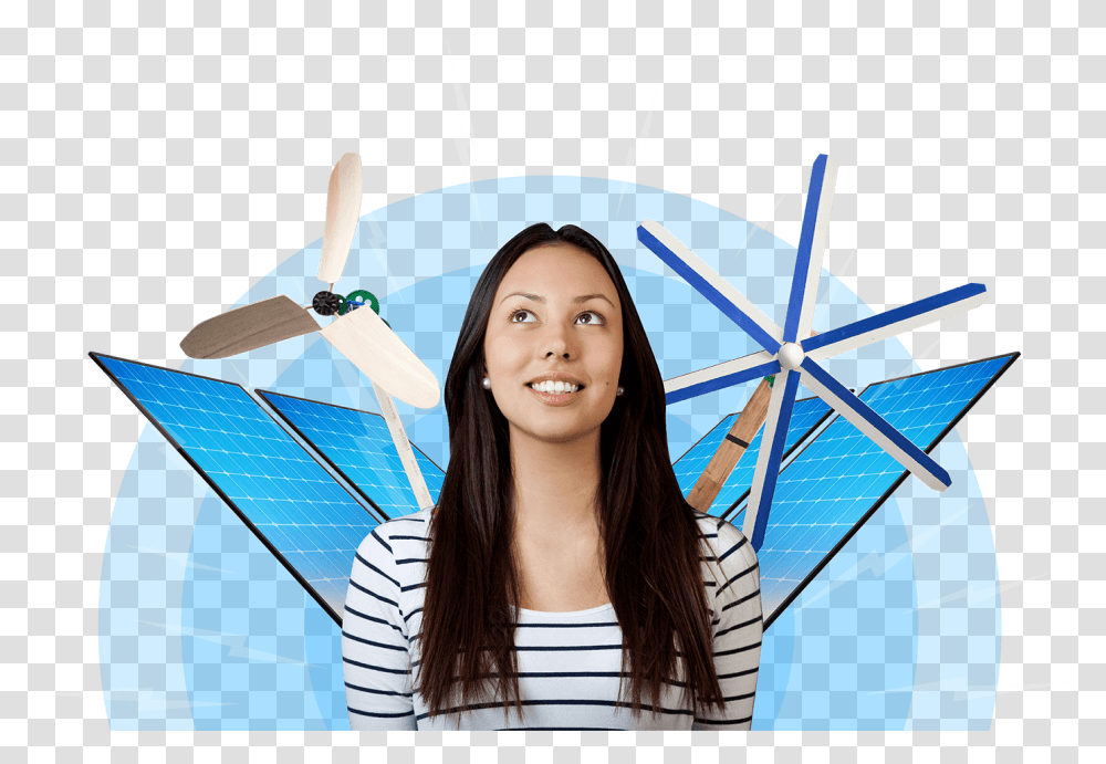 Picture Of Student Thinking About Wind And Solar Energy Stock Photography, Person, Human, Female, Girl Transparent Png