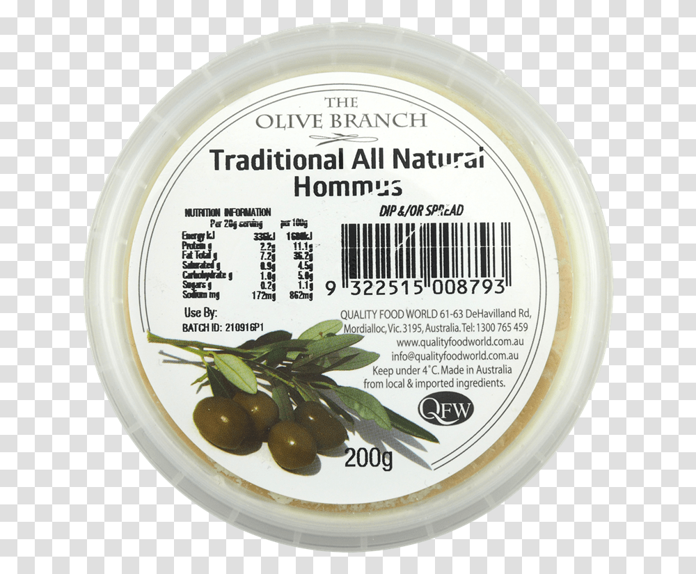 Picture Of The Olive Branch Traditional Hommus Dip Olive, Plant, Food, Fruit, Vegetable Transparent Png