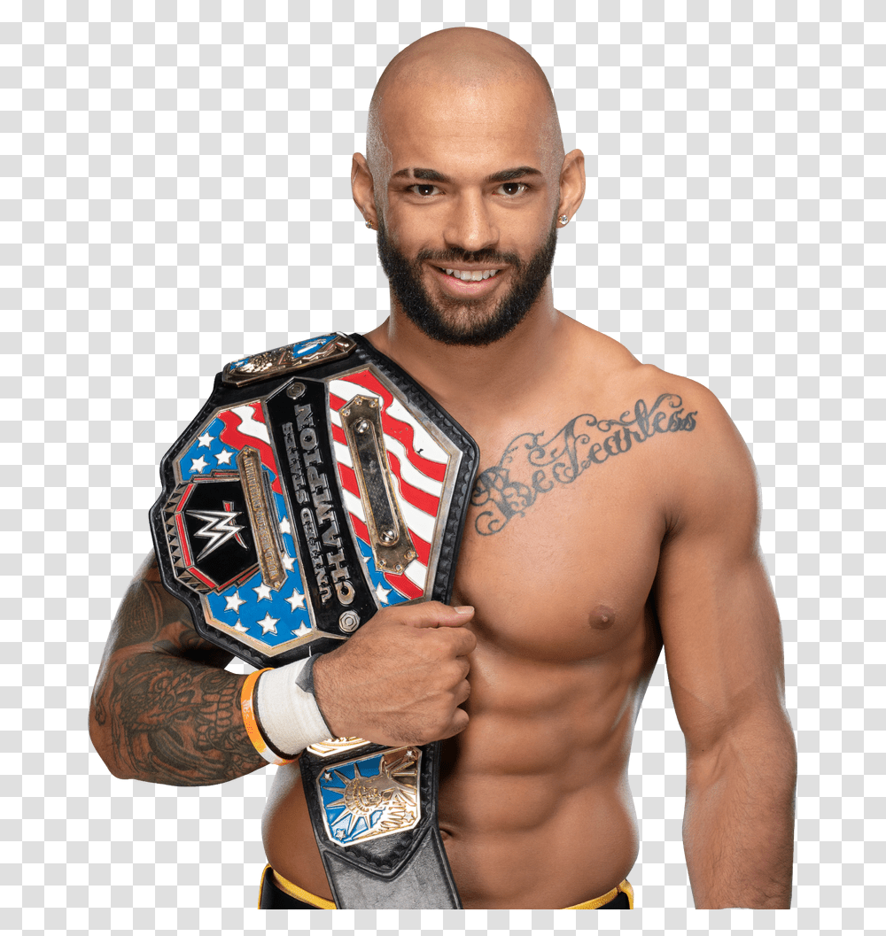 Picture Ricochet United States Championship, Skin, Person, Tattoo, People Transparent Png