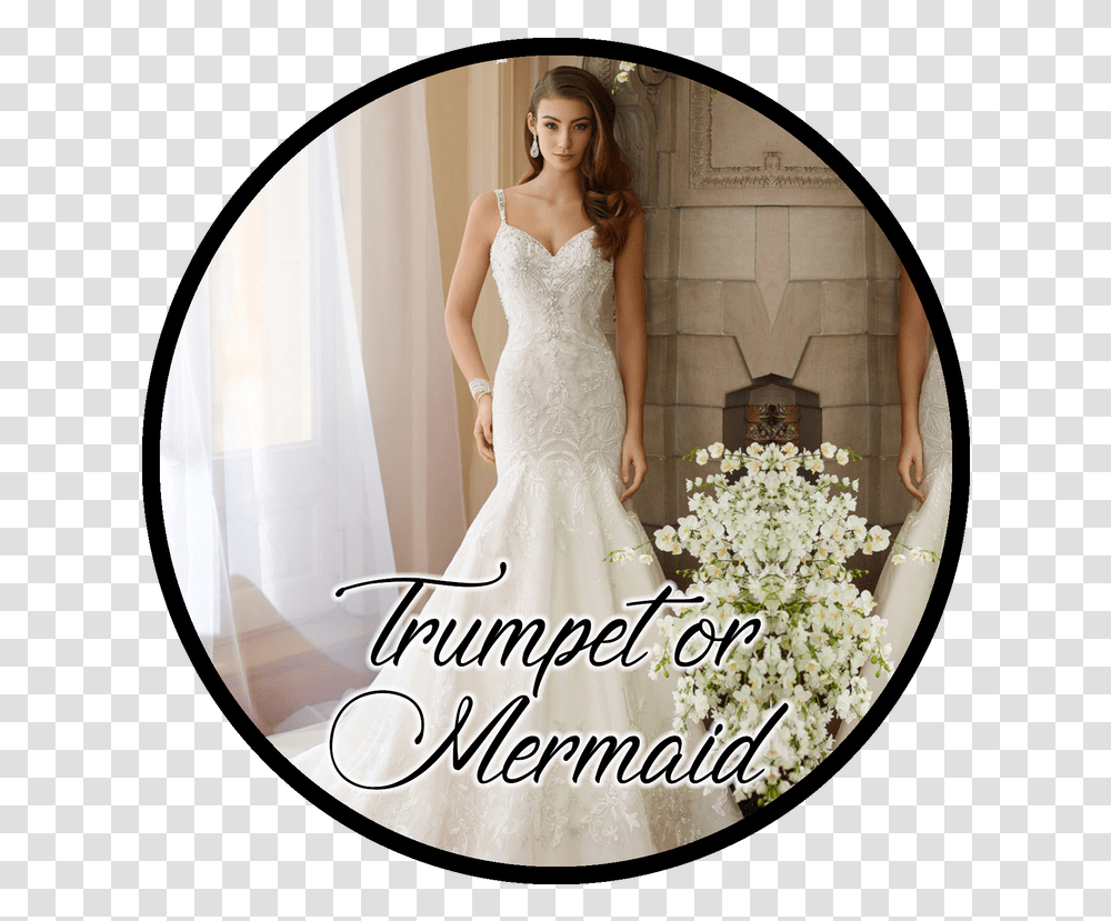 Picture Trumpet Wedding Dress With Tulle On Bottom, Apparel, Person, Human Transparent Png